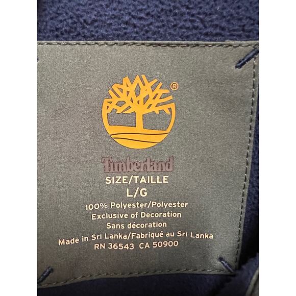 Timberland Mens Pullover half zip Fleece  Navy/Olive Green Size Large - Picture 3 of 5